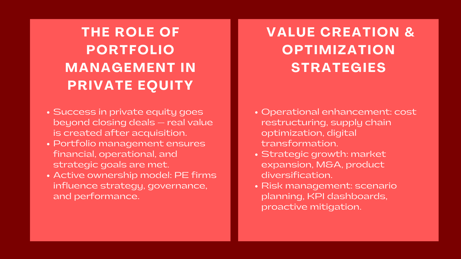 Private Equity Portfolio Management Monitoring and Value Creation